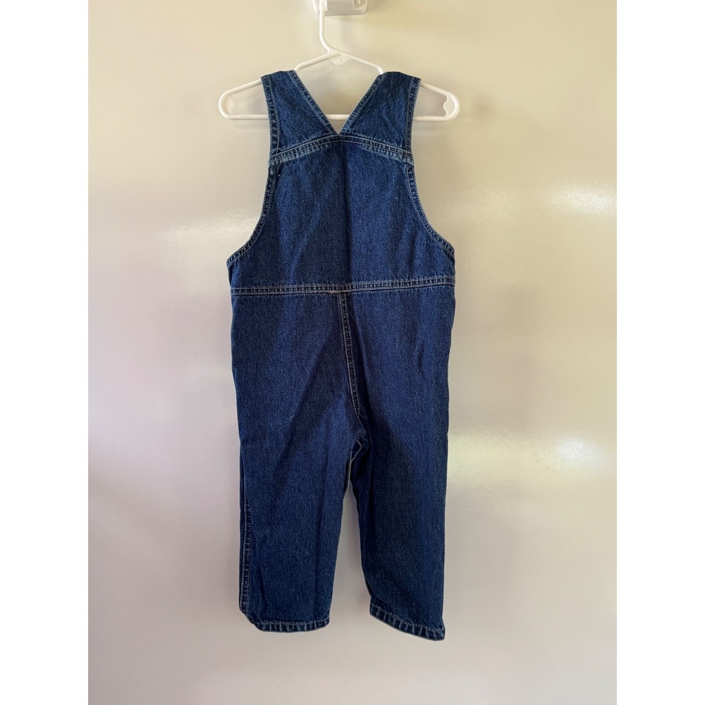 Vintage Mc Kids Denim Overalls and Shirt Set 18 Months Camp Site 90s Blue Red - Picture 7 of 8